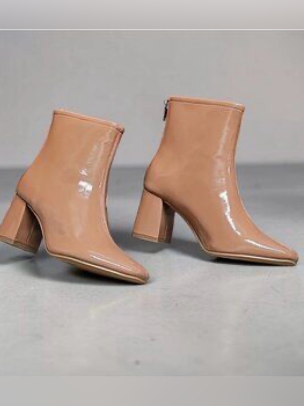 BP Loren Women ankle boots glossy tan-brown patent leather Size 9.5M